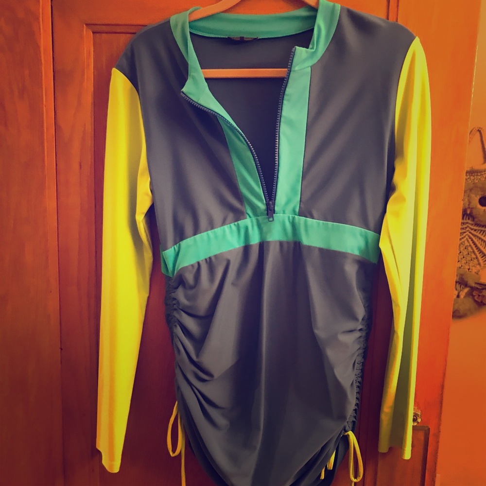 Glamourpuss NYC nylon/Lycra colorblock top.  Large